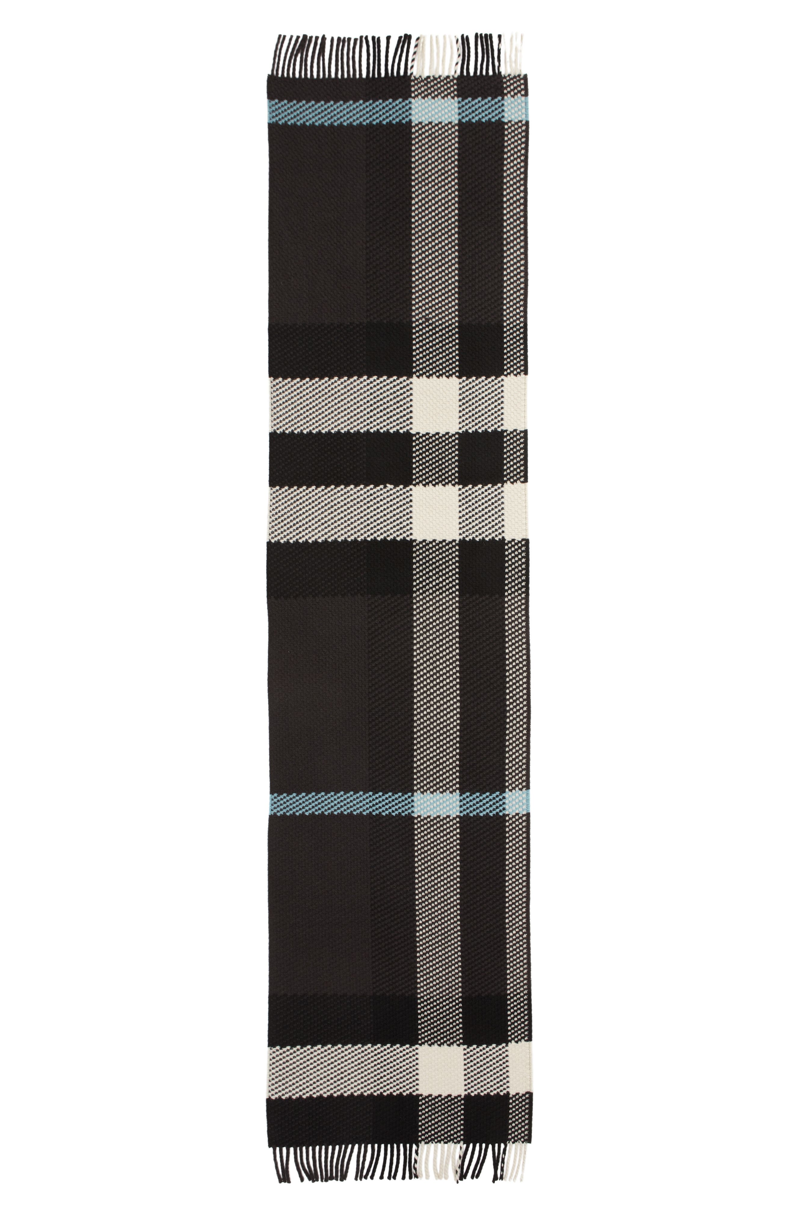 Burberry Jumbo Check Fringe Wool Scarf