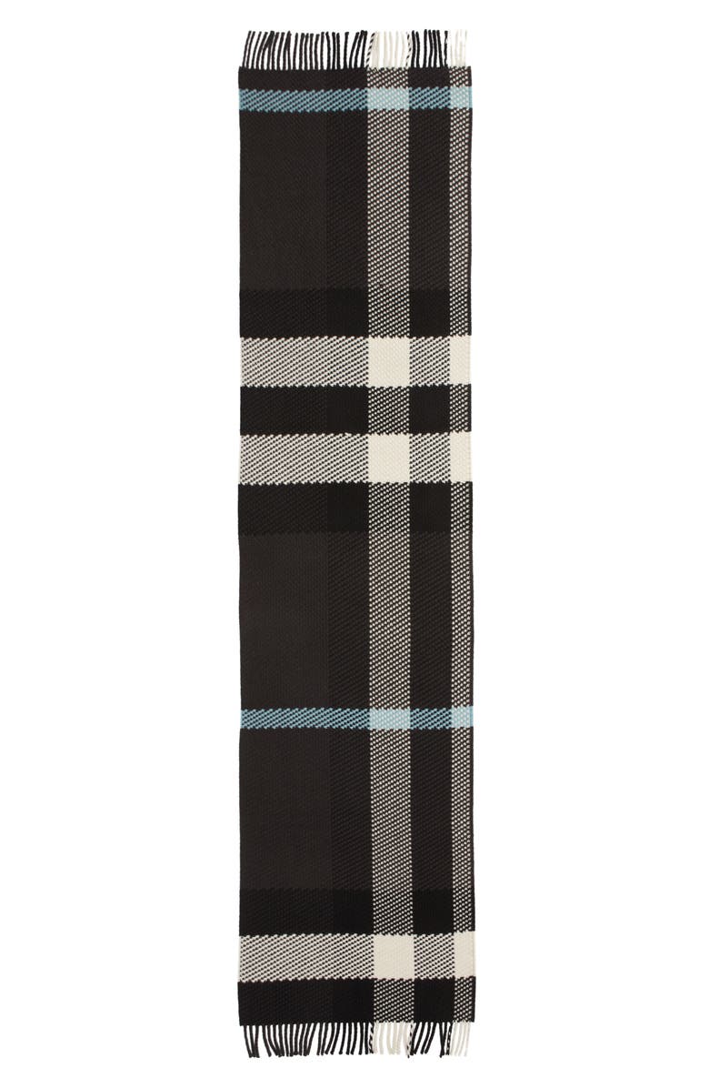 Burberry Jumbo Check Fringe Wool Scarf, Main, color, Otter