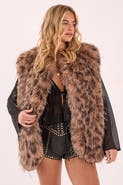 NASTY GAL Leopard Print Faux Fur Gilet