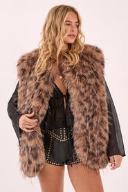 NASTY GAL Leopard Print Faux Fur Gilet