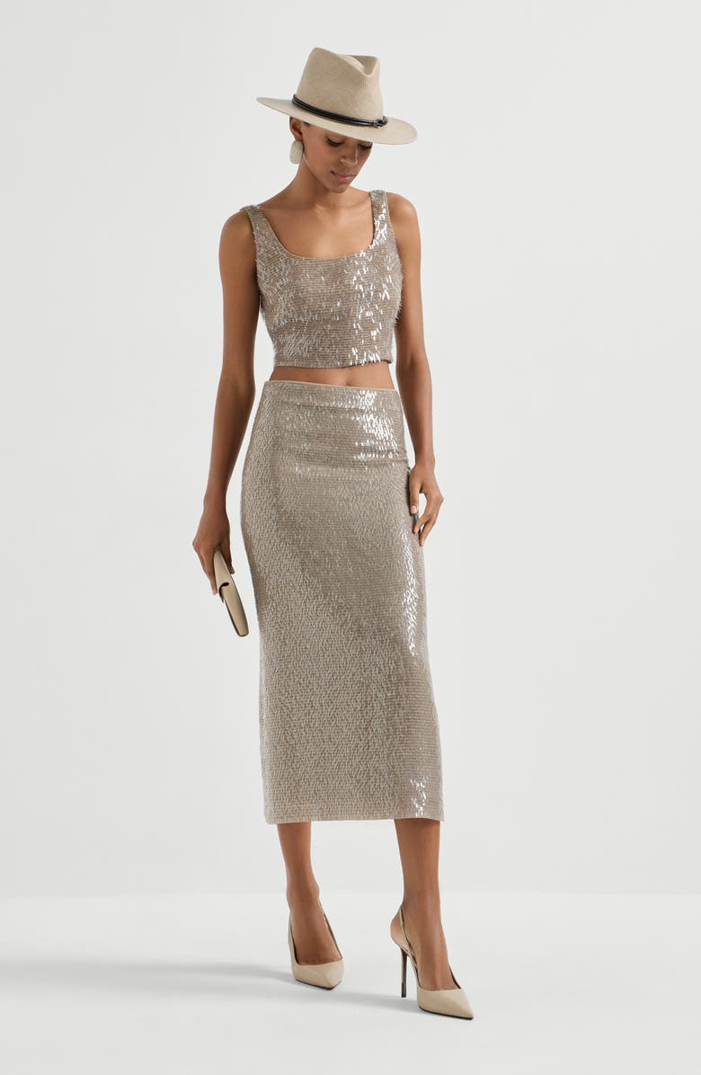 Brunello Cucinelli Dazzling Embroidery skirt, Alternate, color, Rope