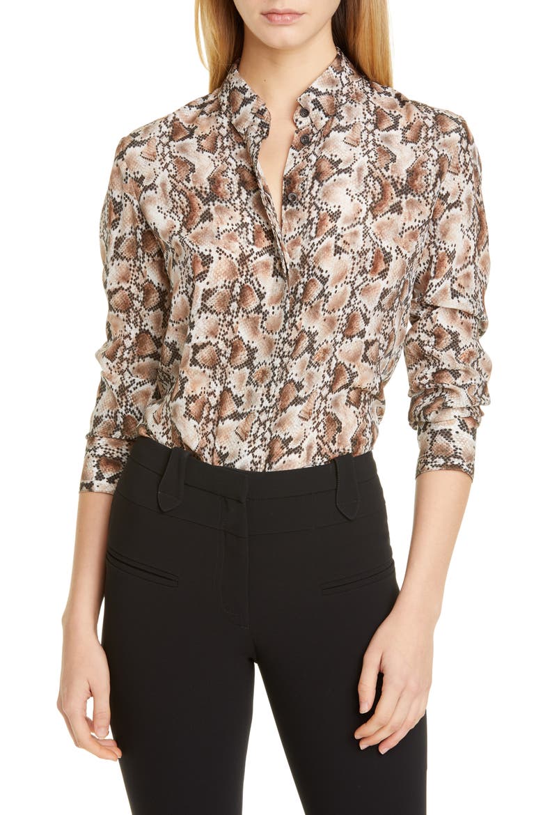 Print Silk Blouse, Main, color, IVORY