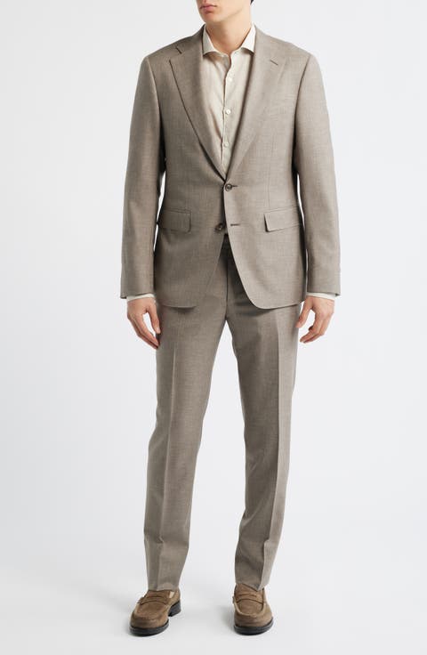 Capri Trim Fit Light Brown Mélange Super 150s Wool Suit