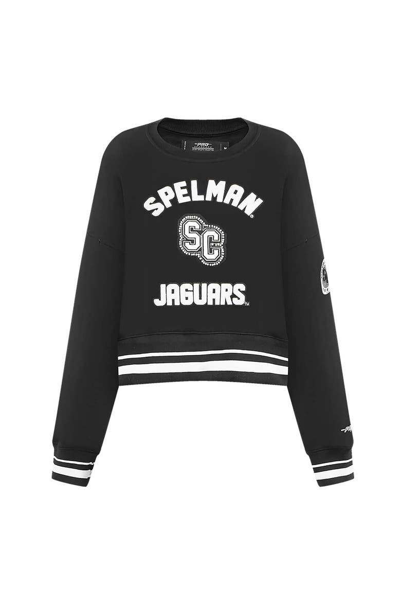 Women's Pro Standard  Black Spelman College Jaguars Pearl Cropped Pullover Sweatshirt, Alternate, color, Black