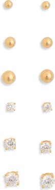 NORDSTROM RACK Set of 6 Ball & Cubic Zirconia Stud Earrings