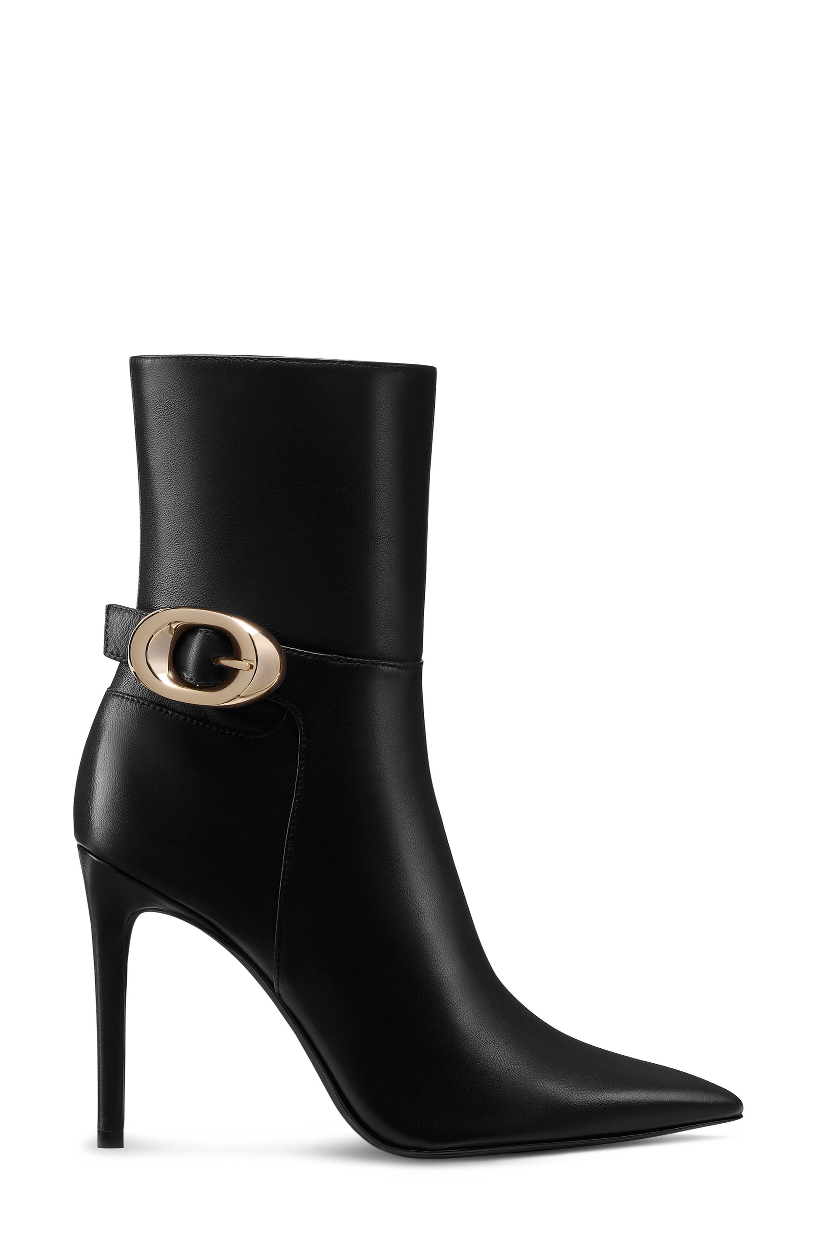 Stuart Weitzman Stuart Power Buckle Bootie, Alternate, color, Black