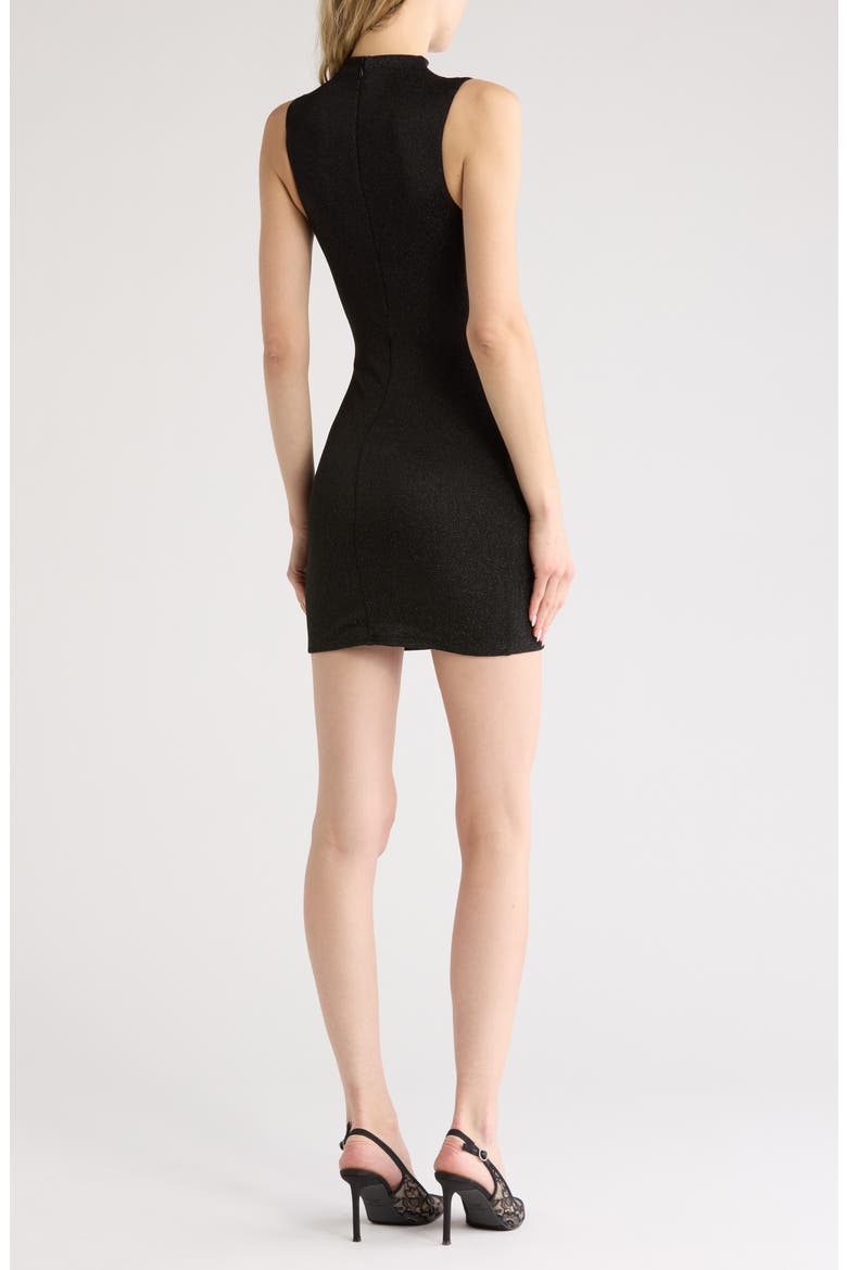 Metallic Sleeveless Minidress, Alternate, color, BLACK