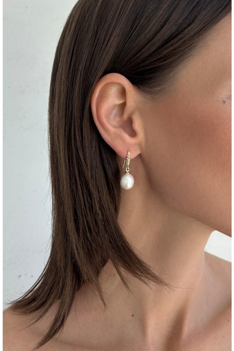 Freshwater Pearl Drop Earrings, Alternate, color, GOLD/ WHITE