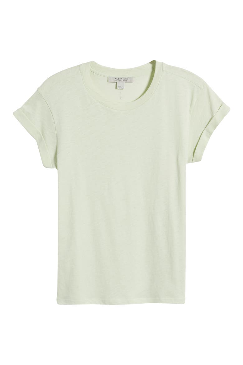 Anna Cuff Sleeve Cotton T-Shirt, Alternate, color, PISTACHIO GREEN