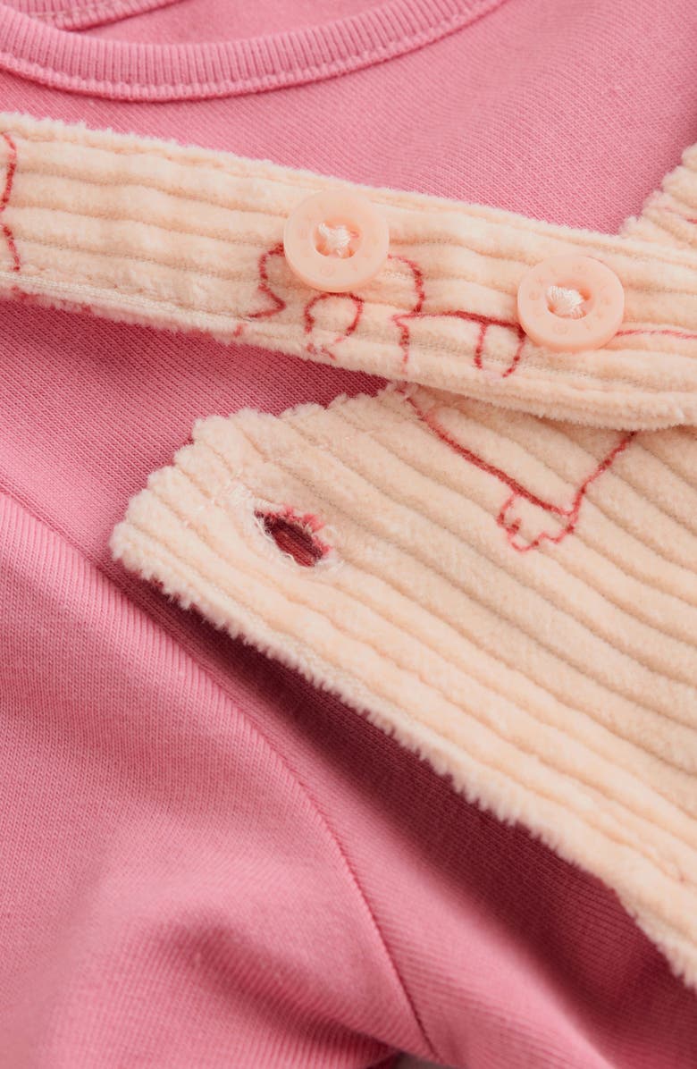 NEXT T-Shirt & Print Corduroy Overalls Set, Alternate, color, Cream/ Pink Character
