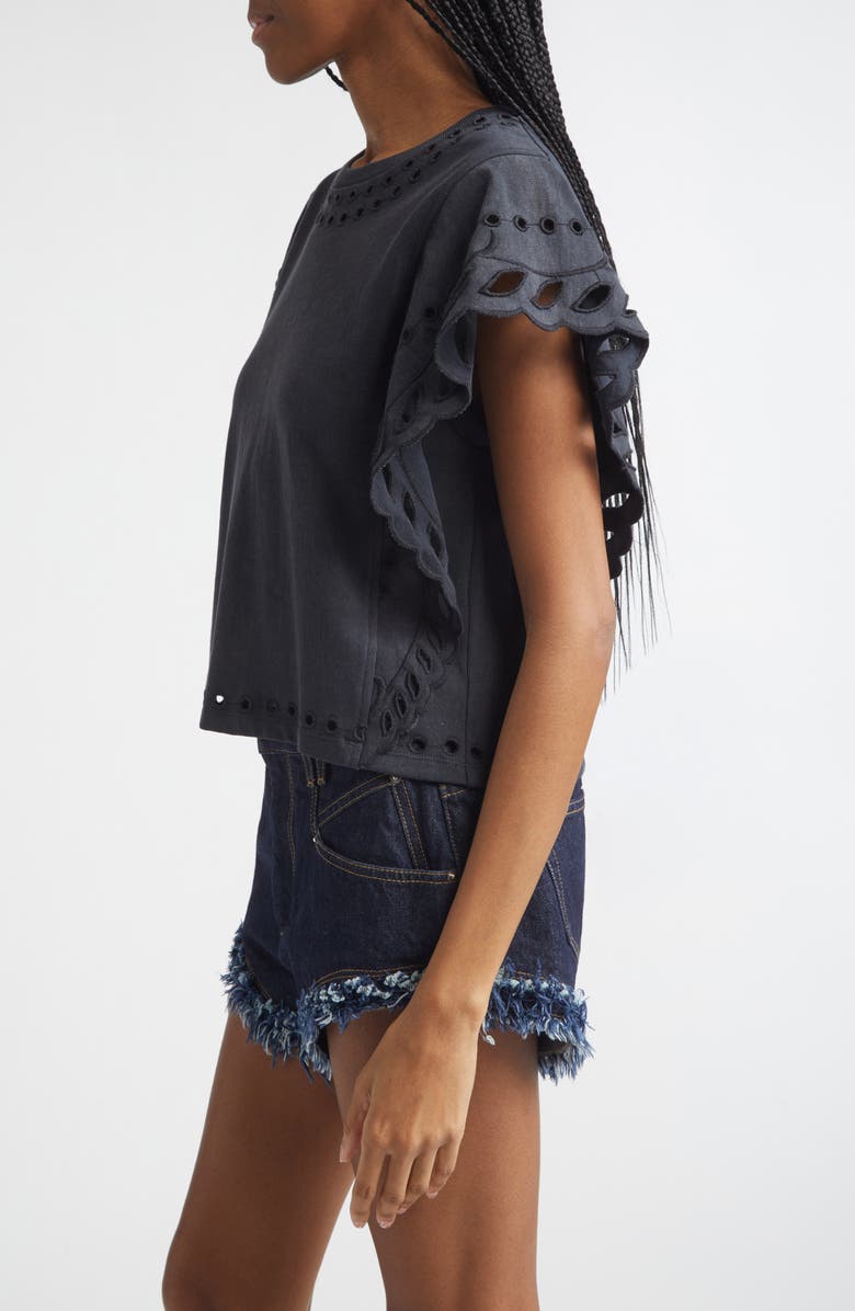 Isabel Marant Étoile Odyle Cut Out Cotton T-Shirt, Alternate, color, Faded Black