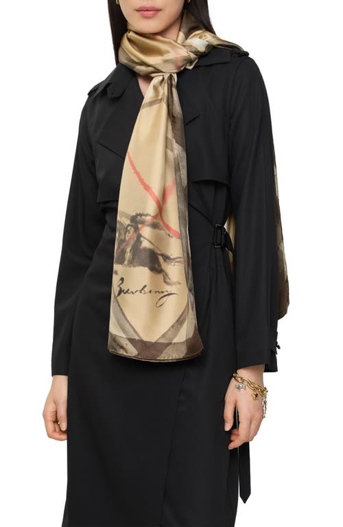 Burberry Watercolor Check Ekd Silk Twill Oblong Scarf In Brown