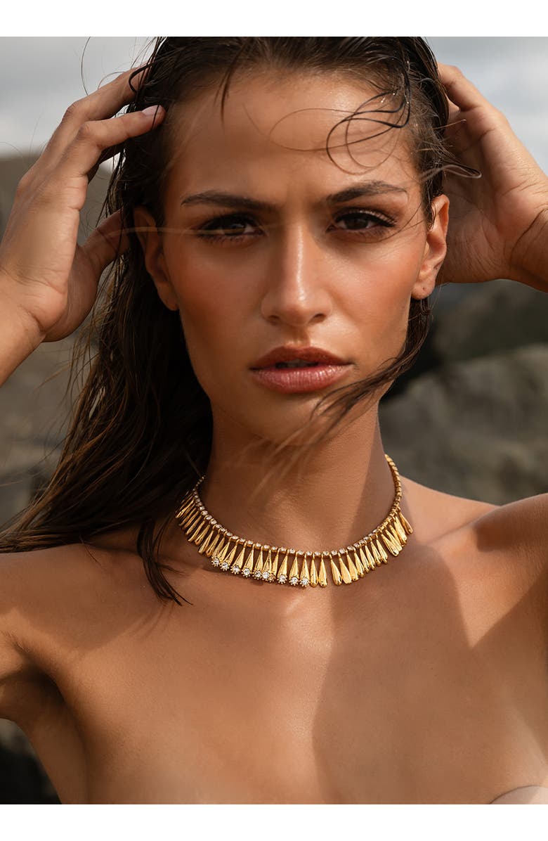 CHRISTINA CARUSO Crystal Fringe Collar Necklace, Alternate, color, 14K Gold