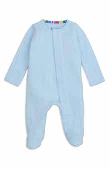 Magnetic Me Sky Blue Organic Cotton Pointelle Magnetic Closure Footie