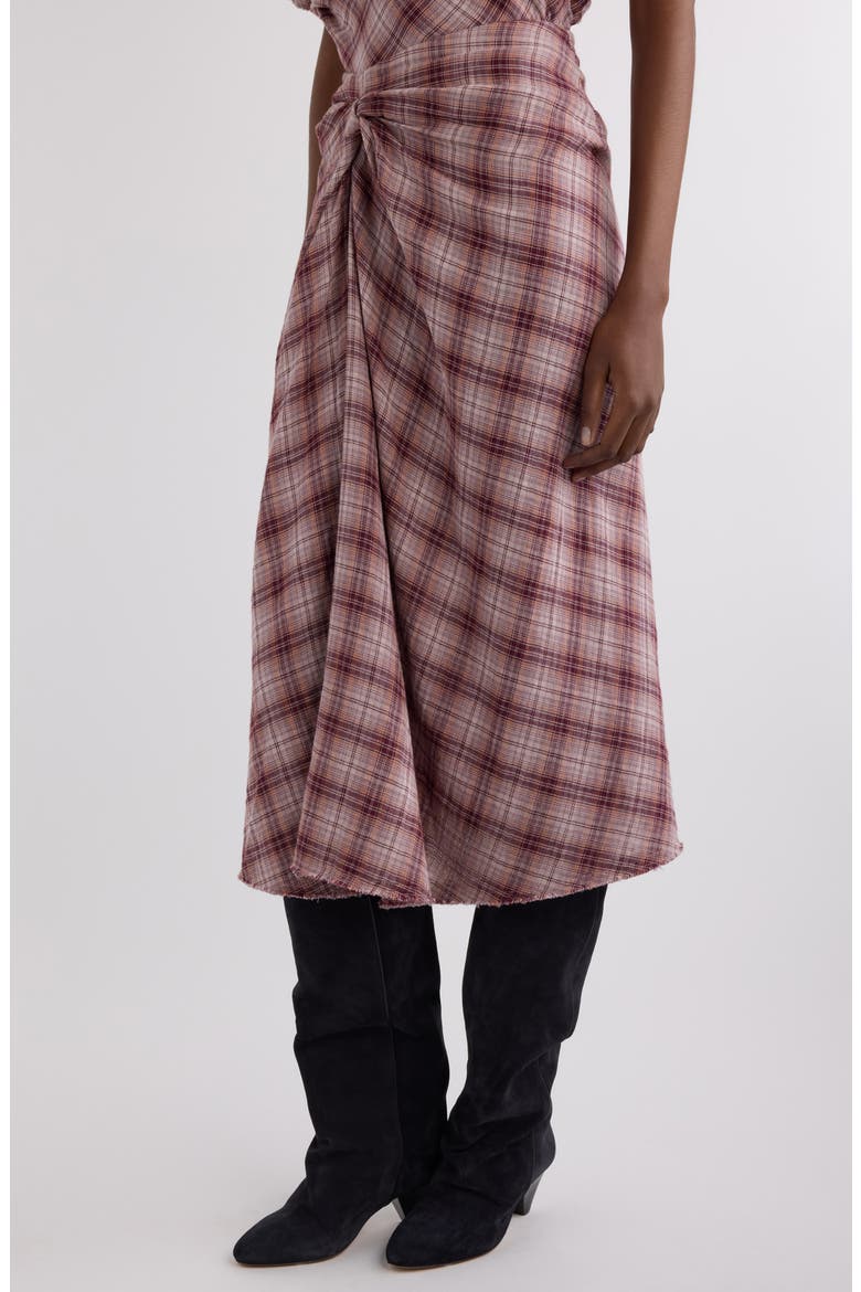 Nicole Plaid Cotton Skirt, Alternate, color, ROSEWOOD