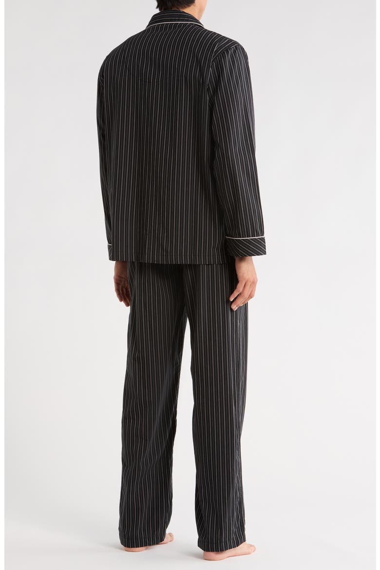 Stripe Cotton Poplin Pajamas, Alternate, color, BLACK