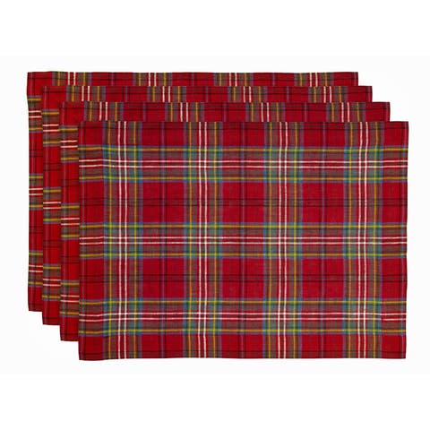 Linen Placemats - Classic Tartan Plaid, 14" x 19" Inch