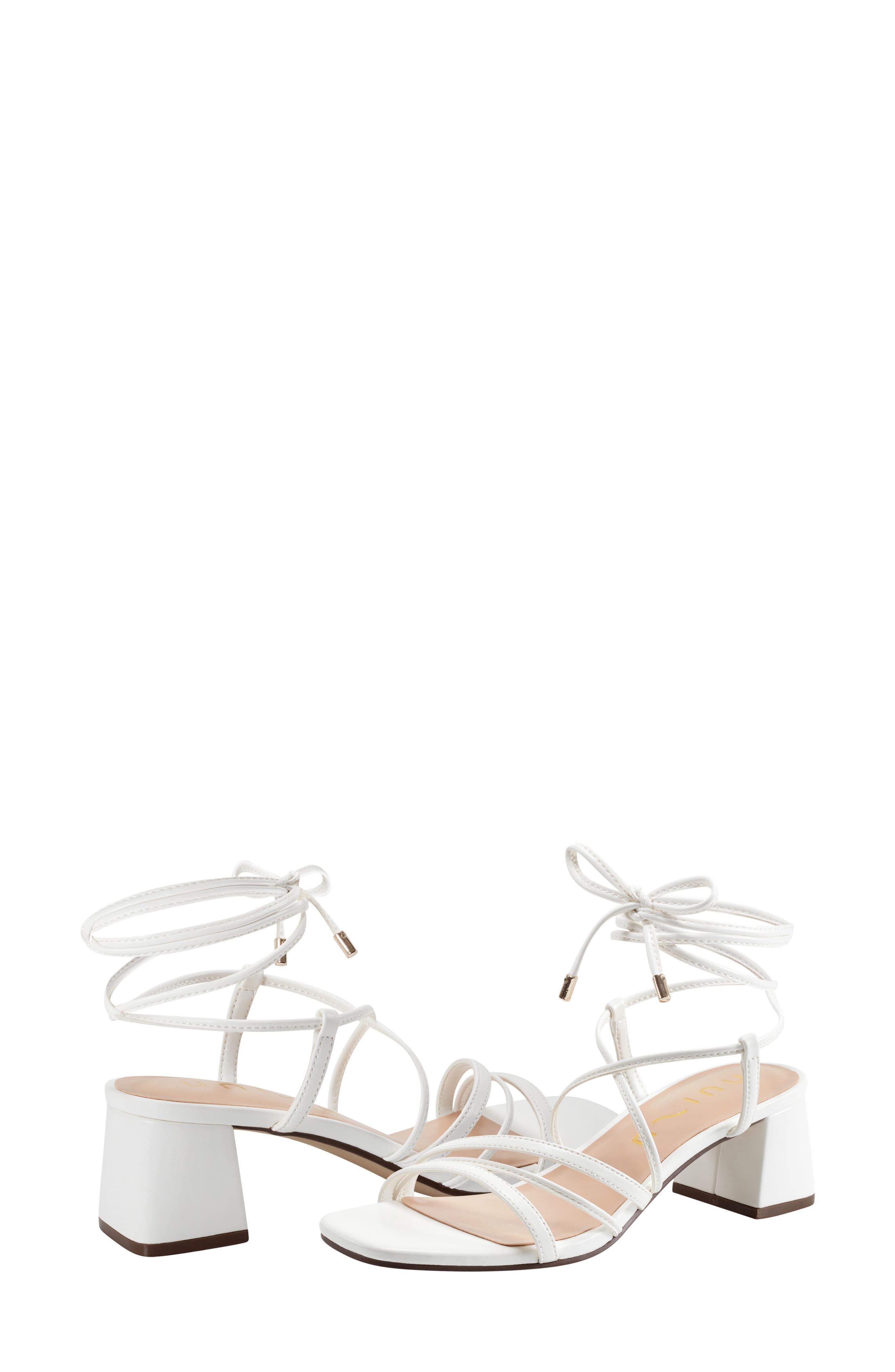 UNISA Faux Leather Block Heel Sandal, Alternate, color, White