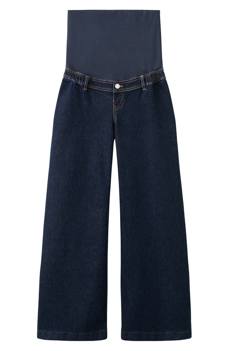 MANGO Over the Bump Wide Leg Maternity Jeans, Alternate, color, Open Blue