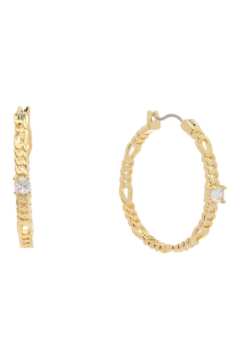 Cubic Zirconia Figaro Chain Hoop Earrings, Main, color, YELLOW