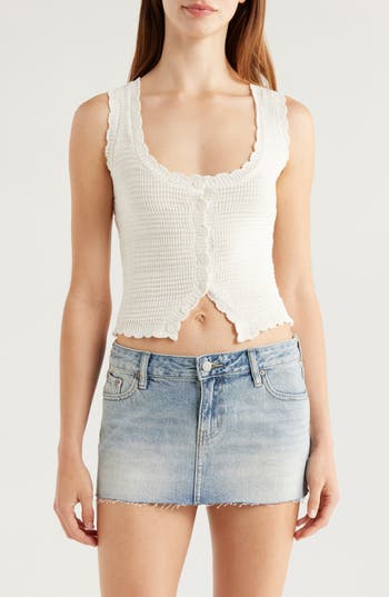 Pacsun Rue Open Stitch Knit Tank In White