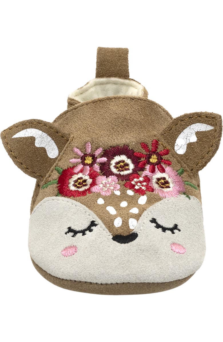 Robeez<sup>®</sup> Josephine Embroidered Fawn Crib Shoe, Alternate, color, Camel