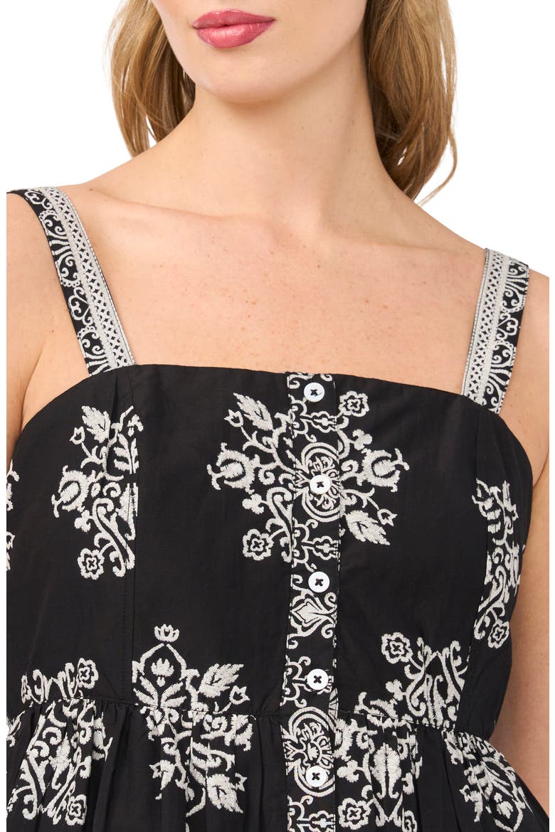 Print Ruffle Hem Sleeveless Top, Alternate, color, RICH BLACK