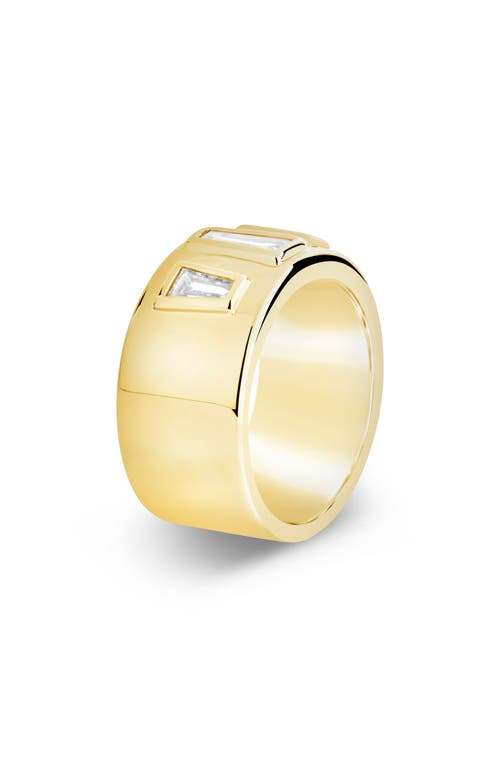 Sterling Forever Cubic Zirconia Colsie Cigar Band Ring In Gold