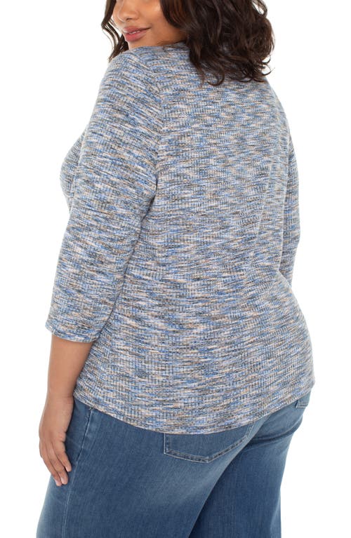 Liverpool Los Angeles Three-quarter Sleeve Knit Top In Blue