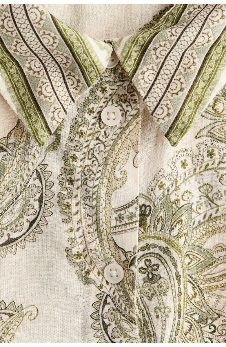H&M Oversized Linen-blend Shirt, Alternate, color, Light Beige/Paisley