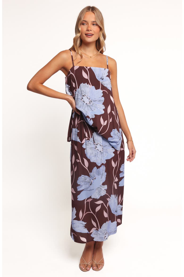 Angie Floral Midi Skirt, Alternate, color, BLUE POPPIES