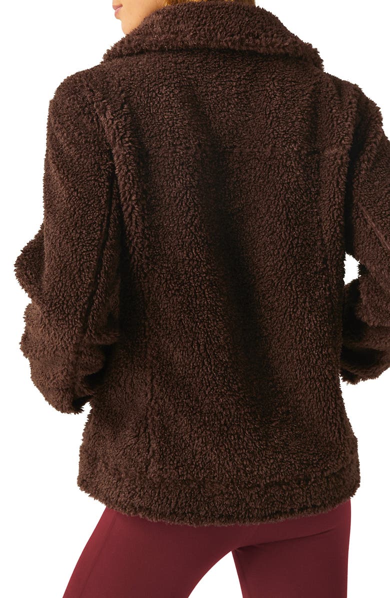 Beyond Yoga Rider Oversize Faux Shearling Shacket, Alternate, color, Espresso