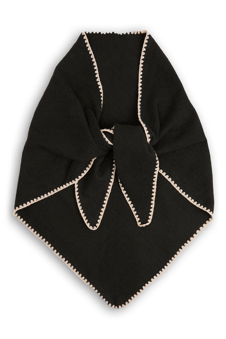 Triangle Knit Trim Shawl, Alternate, color, BLACK