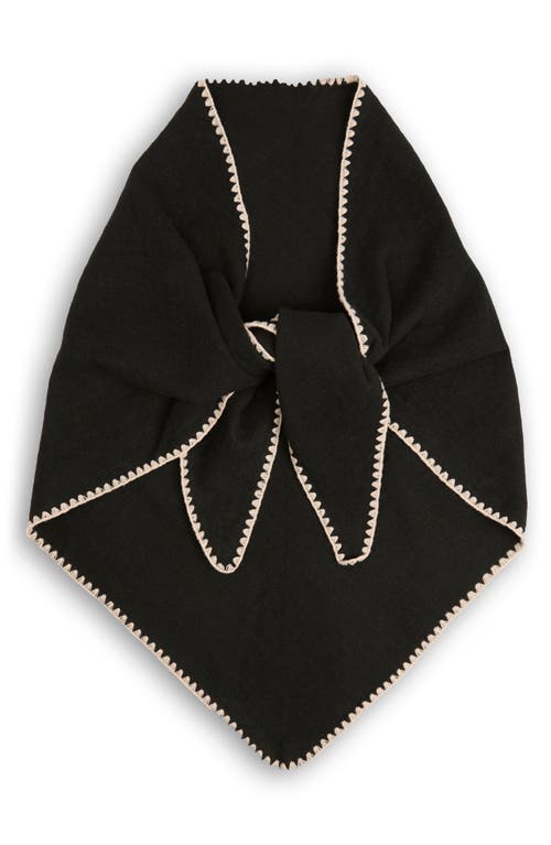 Saachi Triangle Knit Trim Shawl In Black