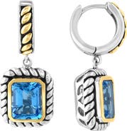 EFFY Sterling Silver & 18K Gold Blue Topaz Drop Earrings