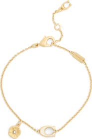 COACH Tea Rose & Sculpted C Charm Bracelet