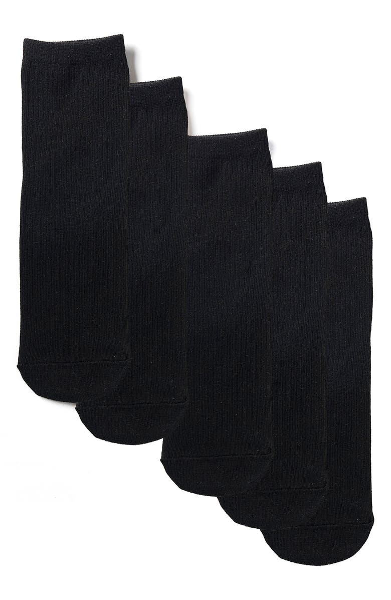 Stems 5-Pack Everyday Ankle Socks, Main, color, Black