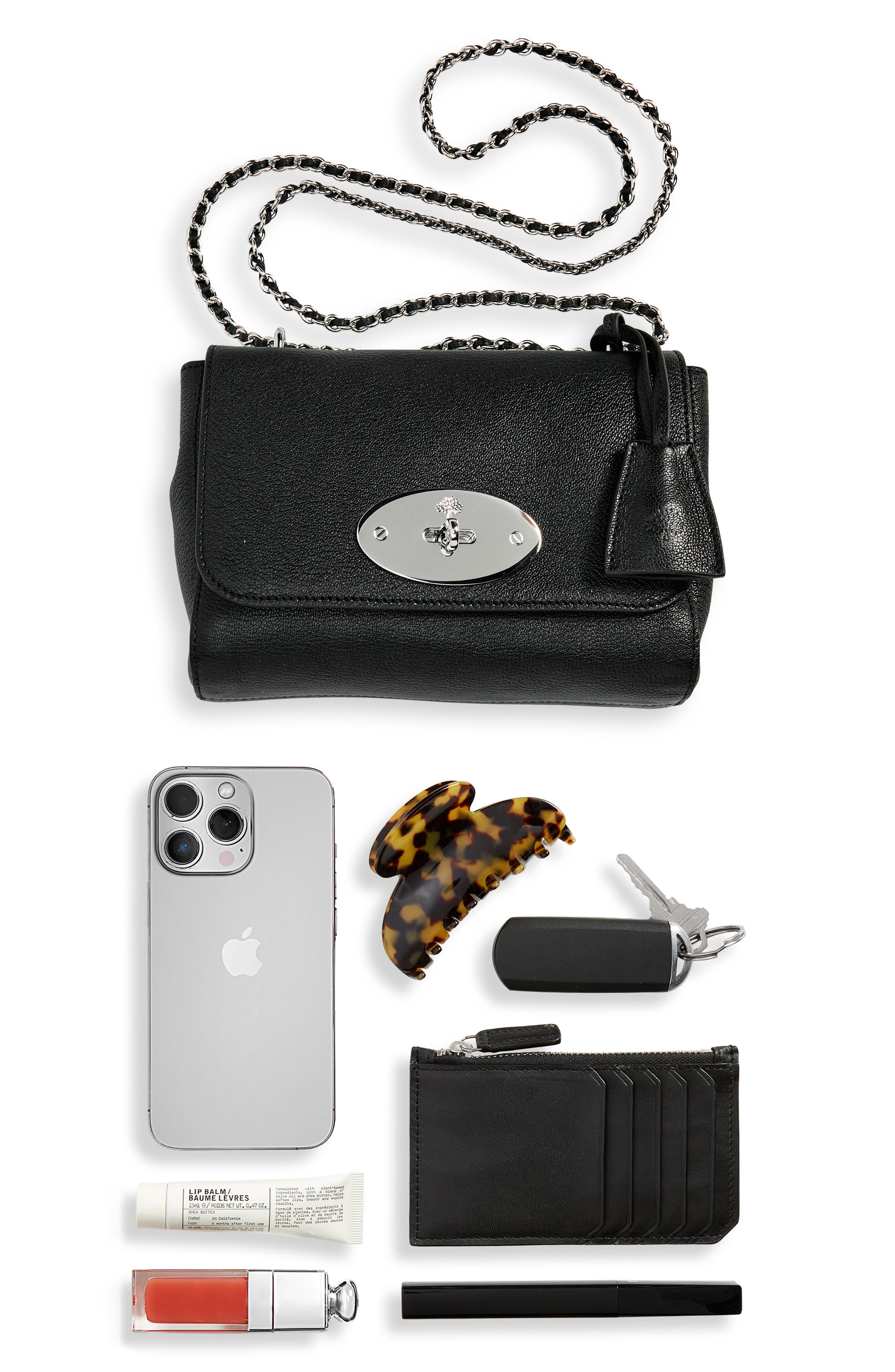 Lily Leather Satchel, Alternate, color, BLACK / SILVER