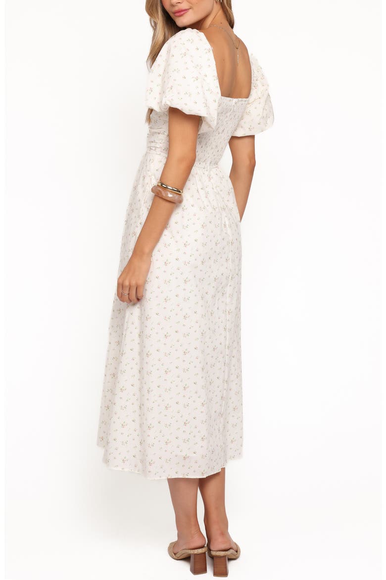 Clo Puff Sleeve Midi Dress, Alternate, color, WHITE BETTY