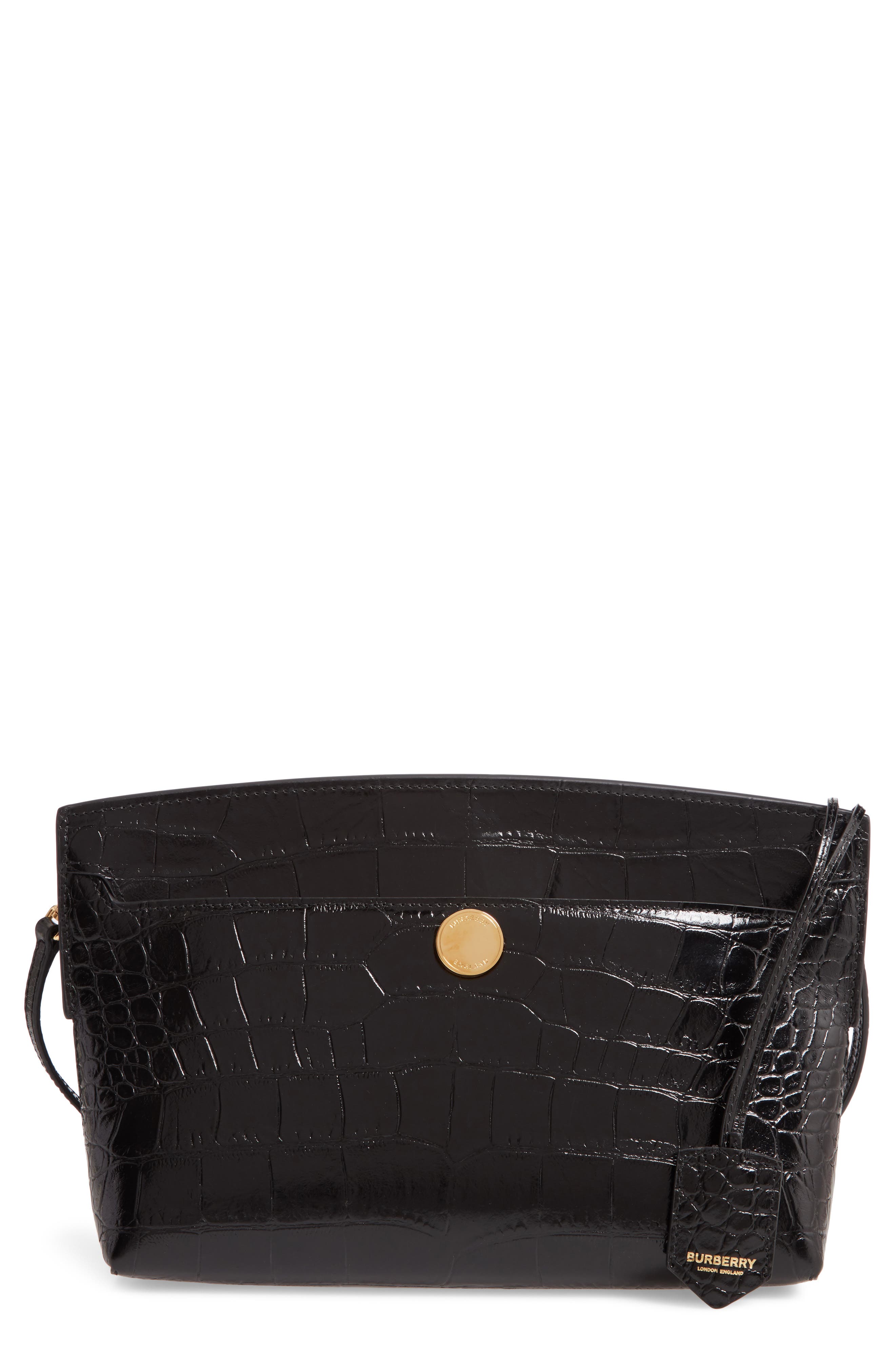 Burberry Society Embossed Leather Clutch, Main, color, 