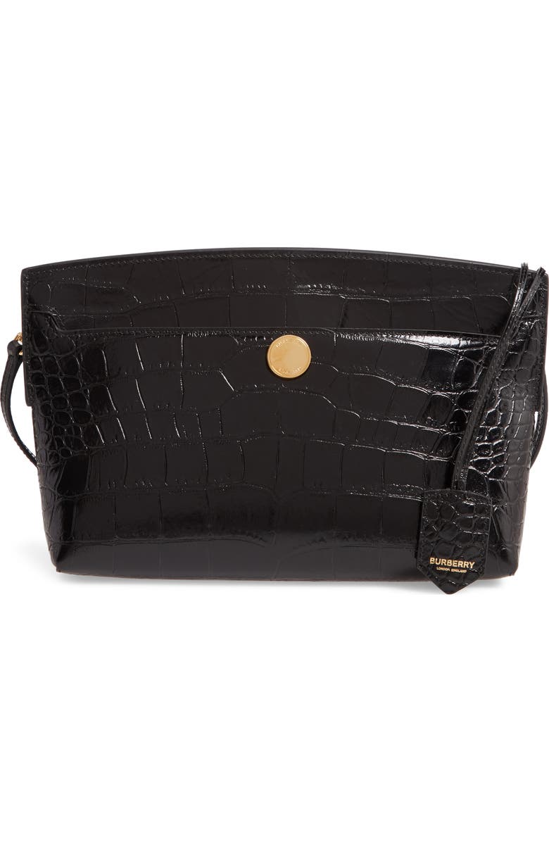 Burberry Society Embossed Leather Clutch, Main, color,