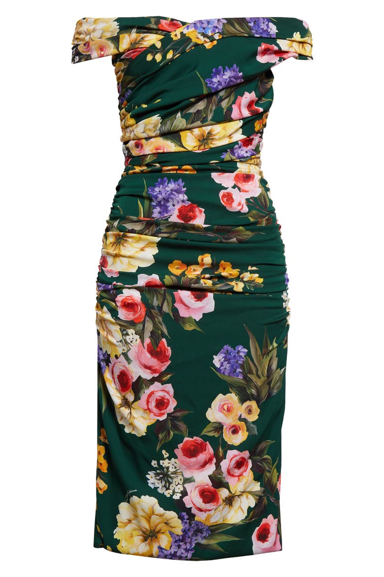 Garden Floral Print Charmeuse Sheath Dress, Alternate, color, BLACK PURPLE