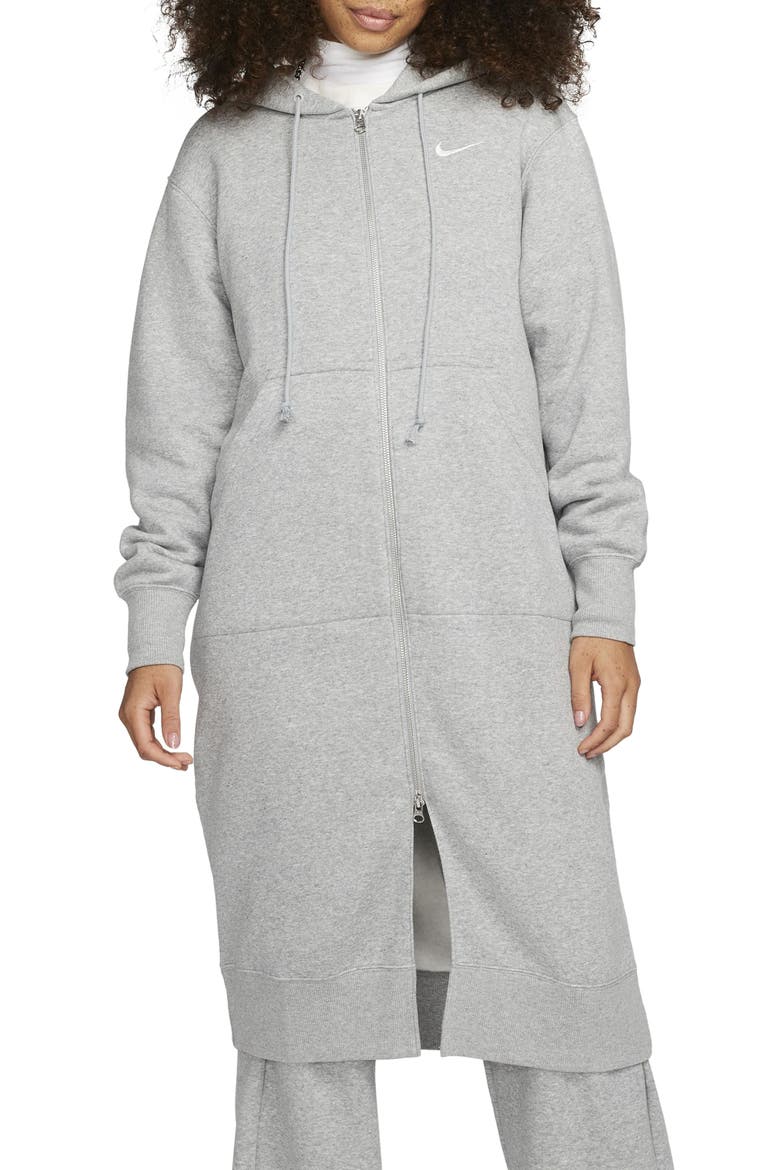Sportswear Phoenix Long Zip Hoodie, Main, color, DARK GREY HEATHER/ SAIL