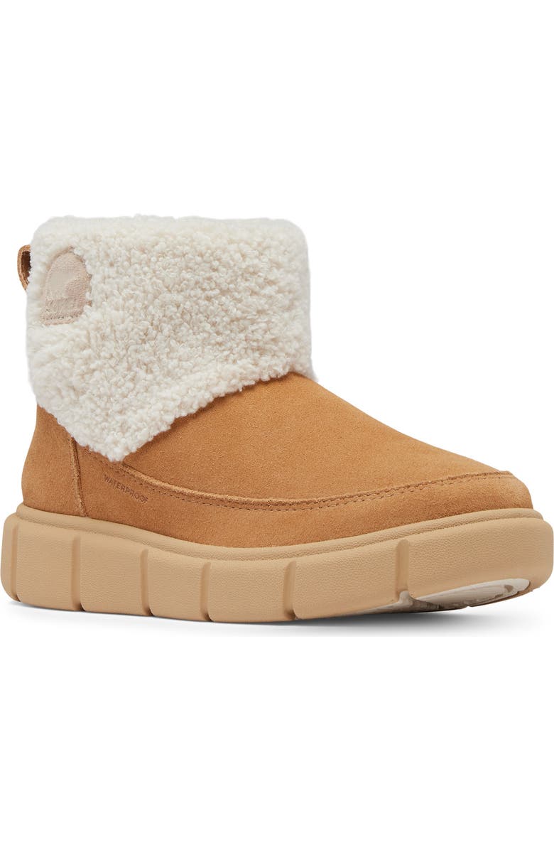 SOREL Kids' Explorer III Faux Fur Waterproof Slip-On Boot, Main, color, Tawny Buff/ Natural