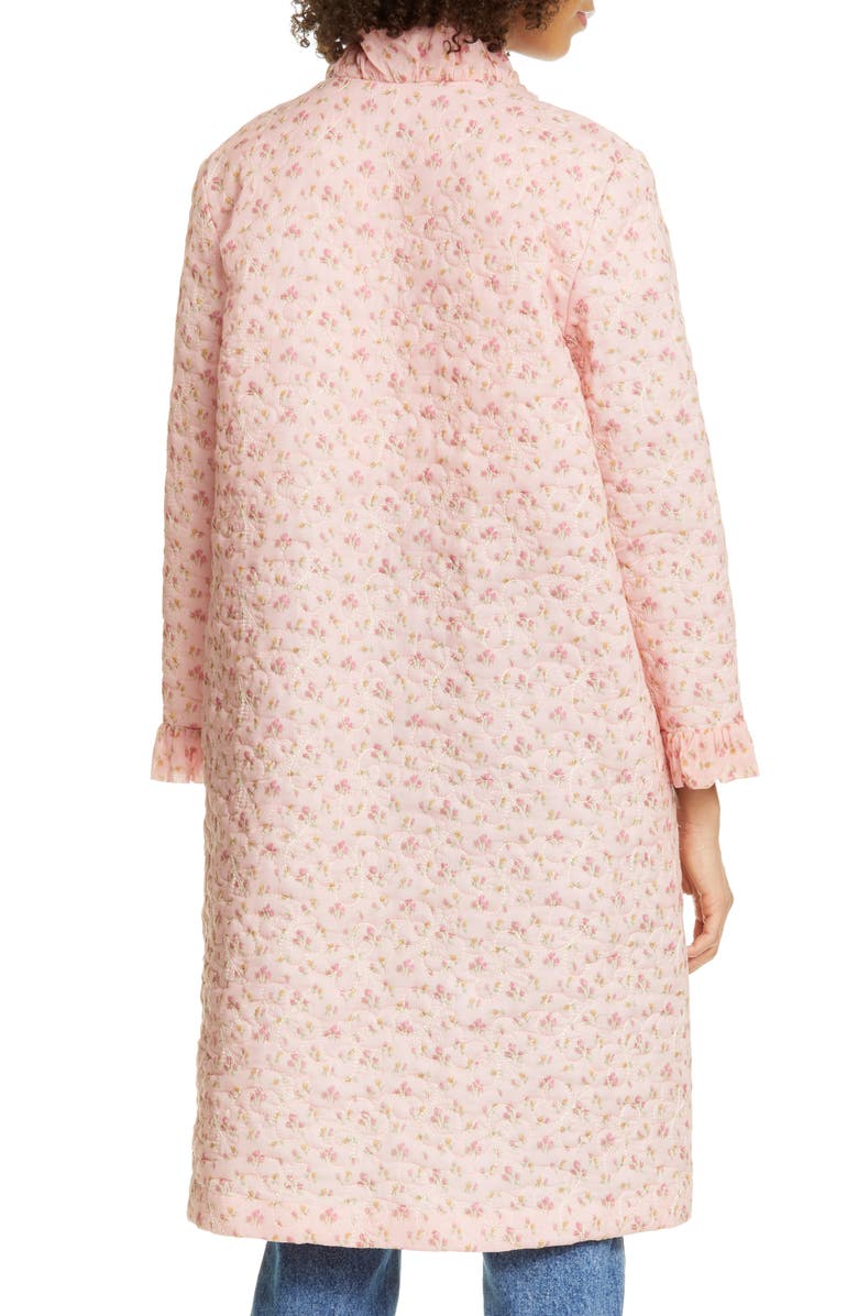 Anna Sui Butterfly Quilted Rosebuds Print Cotton Coat, Alternate, color, 