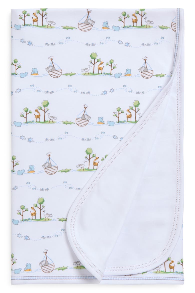 Noah's Print Pima Cotton Blanket, Main, color, LIGHT BLUE