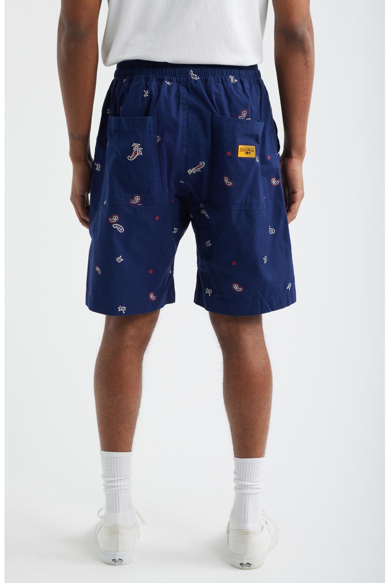 Paisley Organic Cotton Poplin Drawstring Chef Shorts, Alternate, color, ROYAL