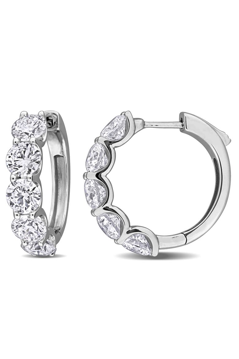 5ct. t.w. Lab-Grown Diamond Hoop Earrings 14k, Main, color, White Gold