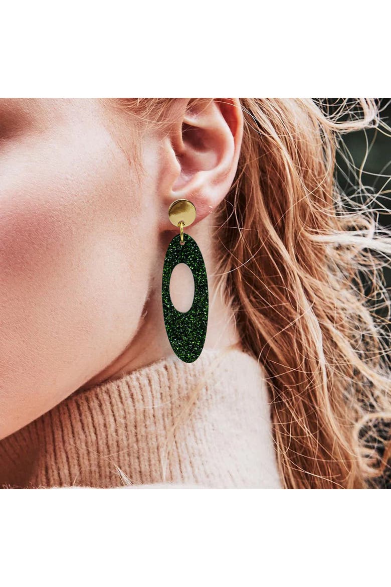 Hepworth Earrings - Forest Green Glitter, Alternate, color, Forest Green Glitter