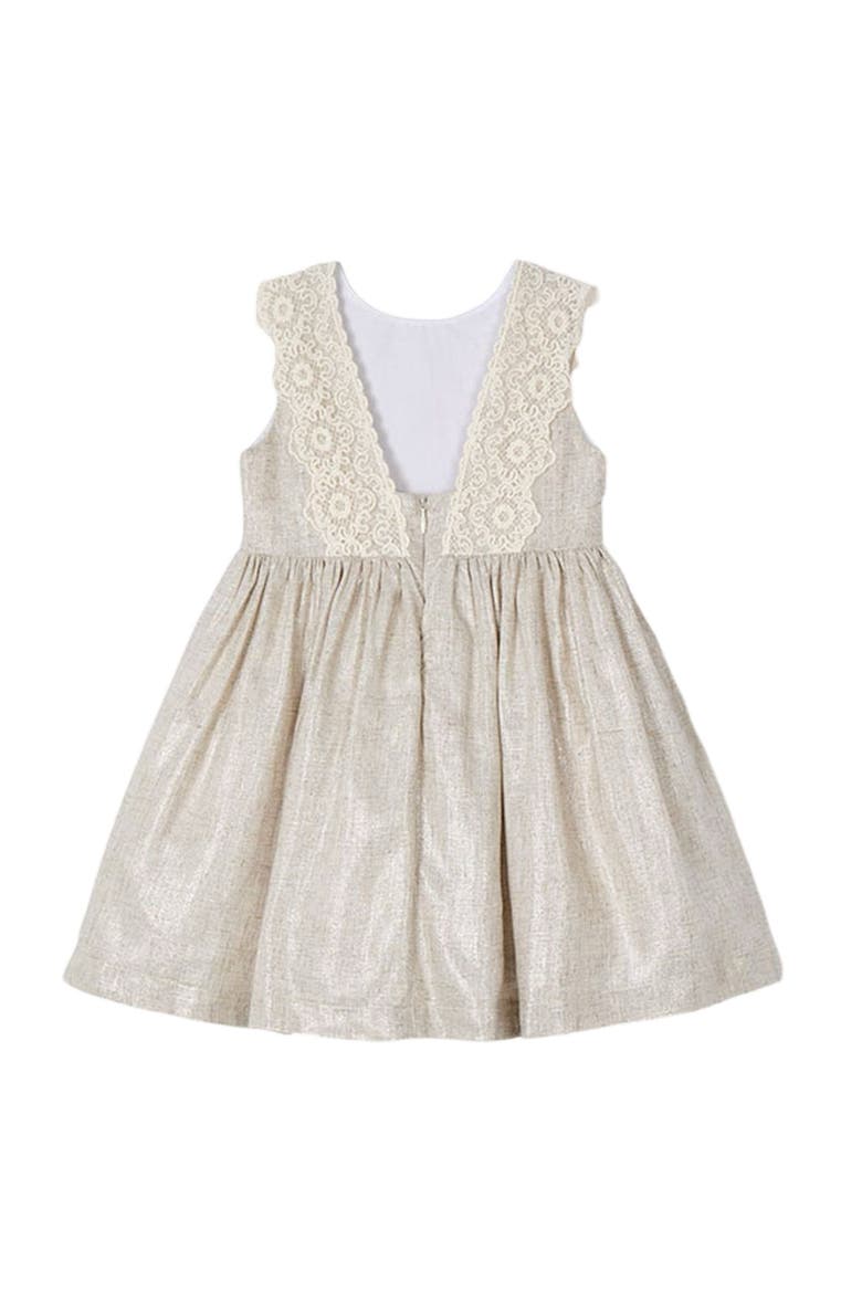 Linen Ornamental Sleeveless Dress, Alternate, color, Ivory